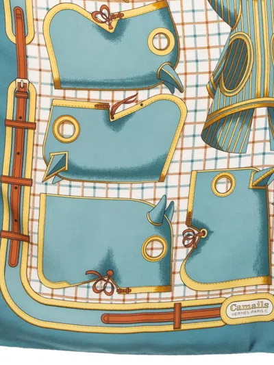 Pre-owned Hermes 1974 Camails Scarf In Blue