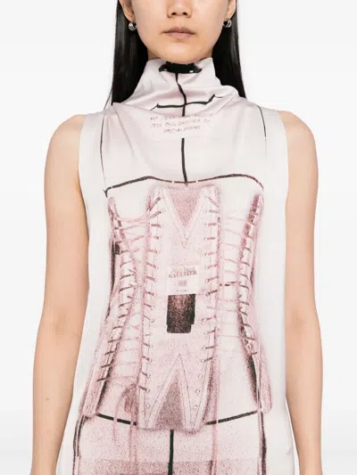 Jean Paul Gaultier Graphic-print Sleeveless Maxi Dress In White