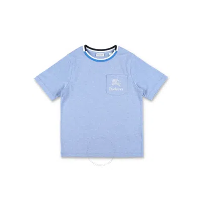 Burberry Kids Ekd-embroidered Crewneck Cotton T-shirt In Blue