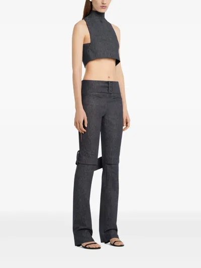 Courrèges Mock-neck Denim Top In Grey