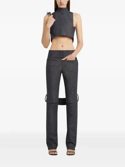 Courrèges Mock-neck Denim Top In Grey