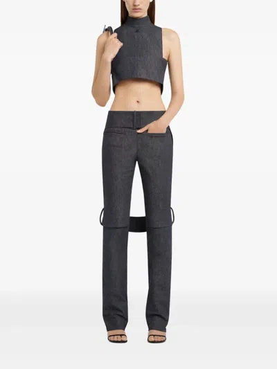 Courrèges Cut-out Detailing Trousers In Grey