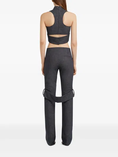 Courrèges Cut-out Detailing Trousers In Grey