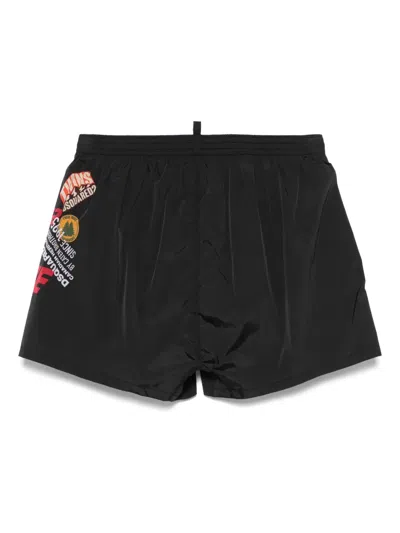 Dsquared2 Logo-print Swim Shorts In Black