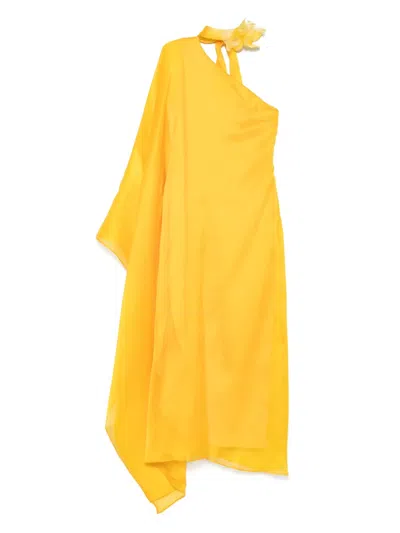 Taller Marmo Betsy Fantasma Silk Cady Kaftan In Yellow