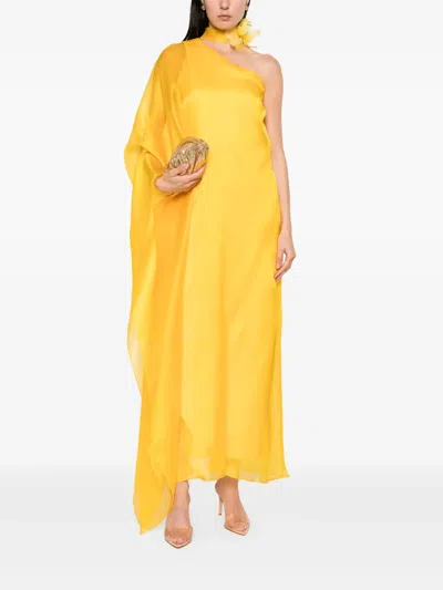 Taller Marmo Betsy Fantasma Silk Cady Kaftan In Yellow
