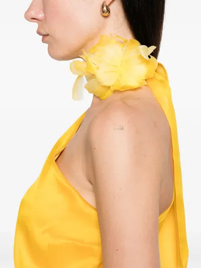 Taller Marmo Betsy Fantasma Silk Cady Kaftan In Yellow