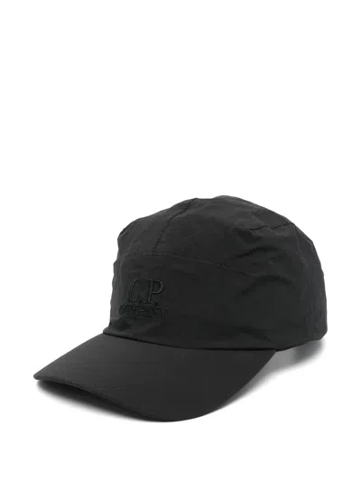 C.p. Company Logo-embroidered Baseball Cap In Black