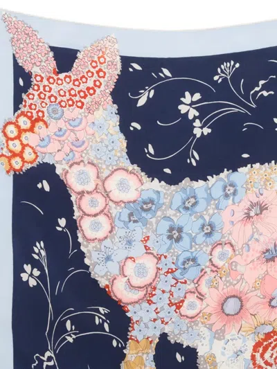 Pre-owned Ferragamo 1980s Silk Scarf In Blue