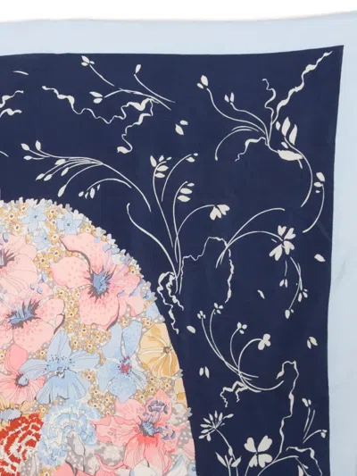 Pre-owned Ferragamo 1980s Silk Scarf In Blue