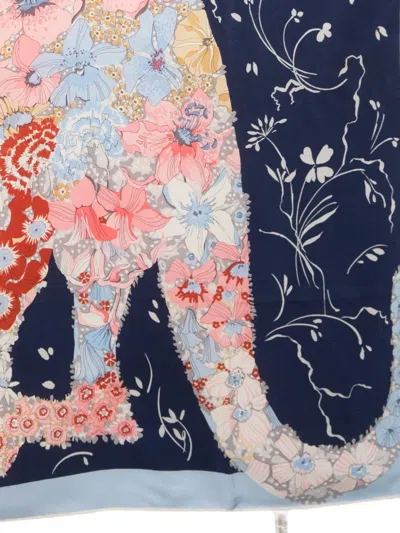 Pre-owned Ferragamo 1980s Silk Scarf In Blue