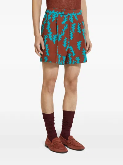 Zegna Oasi Lino Regular Fit Linen Shorts In Brown
