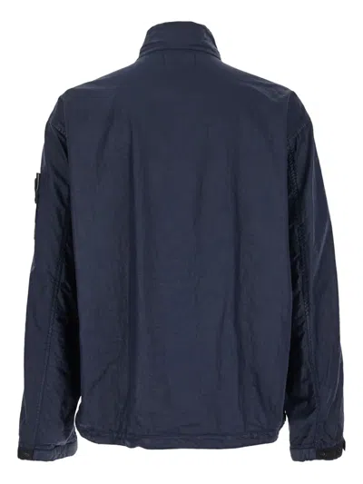 Stone Island Compass-motif Jacket In Blue