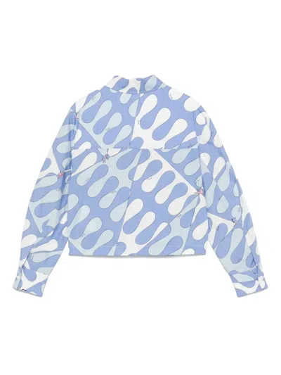 Pucci Junior Printed Shirt In Blue