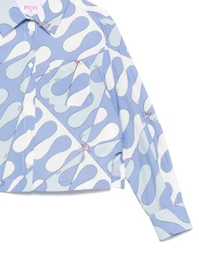 Pucci Junior Printed Shirt In Blue