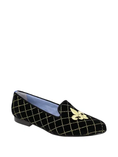 Blue Bird Shoes Fleur-de-lis Embroidered Loafers In Black