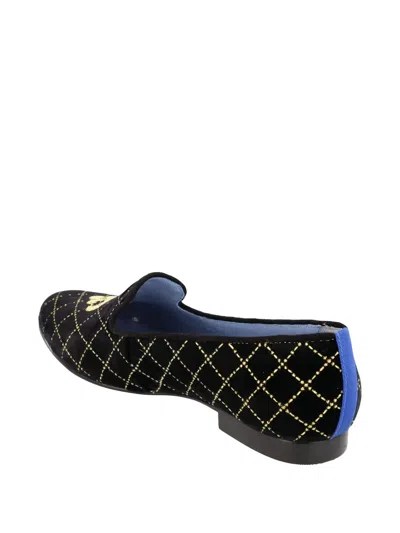 Blue Bird Shoes Fleur-de-lis Embroidered Loafers In Black