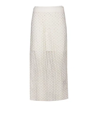 Essentiel Antwerp Handkerchief Mesh Embellished Beads Skirt In White