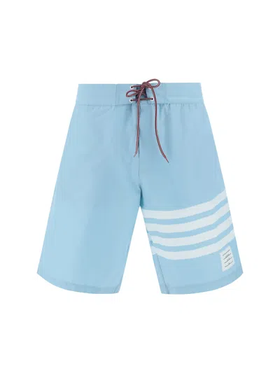 Thom Browne Light Blue Nylon Blend Swimming Shorts In Medium Blue