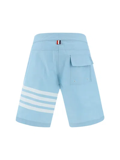 Thom Browne Light Blue Nylon Blend Swimming Shorts In Medium Blue