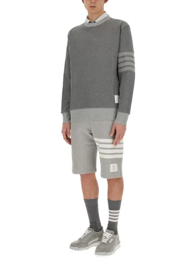 Thom Browne Grey Cotton Blend Sweatshirt In Med Grey