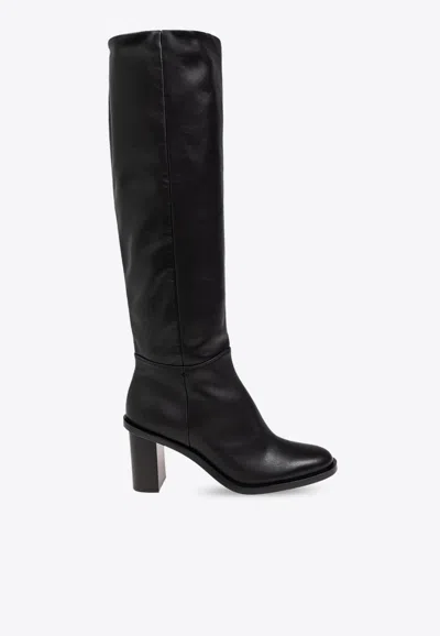 Max Mara Boost 80 Leather Knee-high Boots In Black