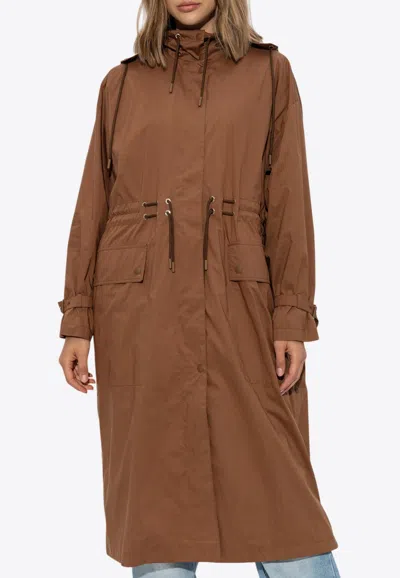 Max Mara Augusta Drawstring Parka In Brown
