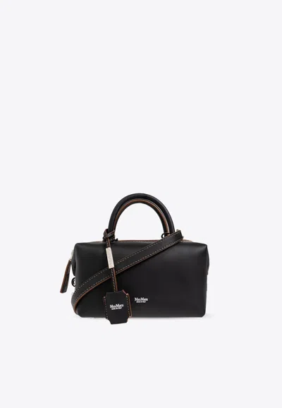 Max Mara Small Holdalls Calf Leather Handbag In Black