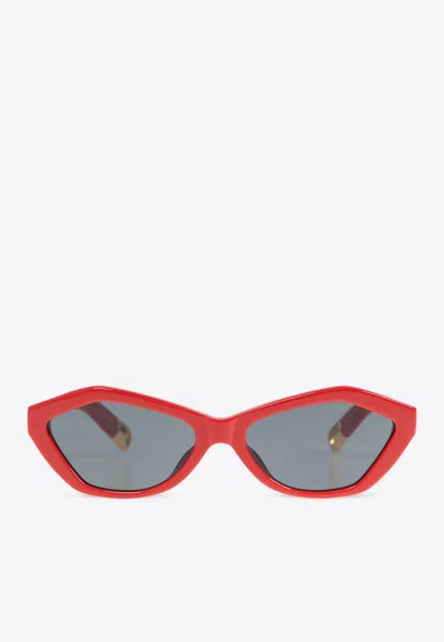 Jacquemus Bambino Geometric Sunglasses In Gray