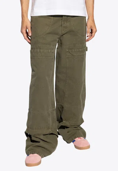 Off-white Relaxed Carpenter Style Trousers In Green
