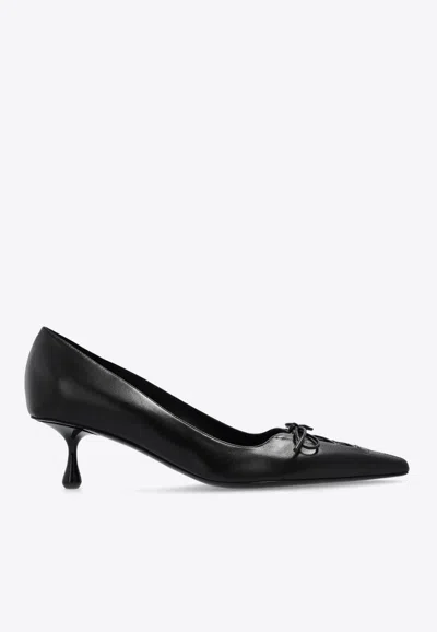 Jimmy Choo Scarlett Leather Lace-up Kitten Heel Pumps In Black
