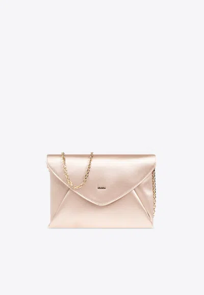 Max Mara Envelope Silk Satin Clutch Bag In Almond