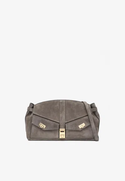 Ferragamo Hug Multipocket L Gray Shoulder Bag In Gray