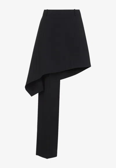 Bottega Veneta Asymmetrical Wool Skirt With Tailored Drape In Black