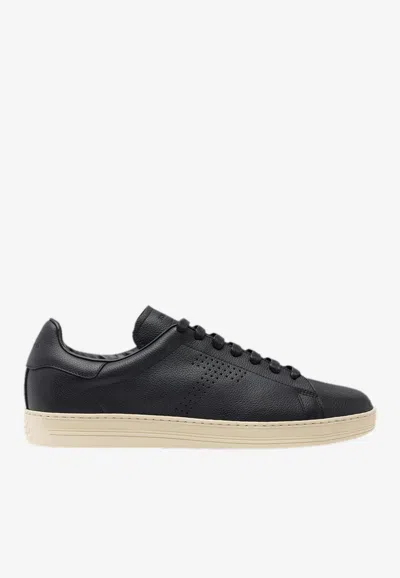 Tom Ford Low-top Leather Sneakers In Black