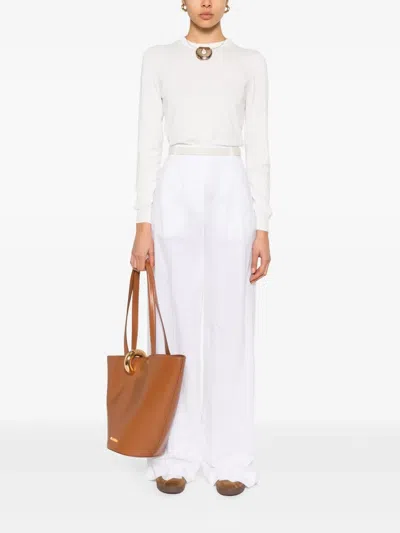 Iceberg Trousers With Concealed Fastening And Functional Pockets In White