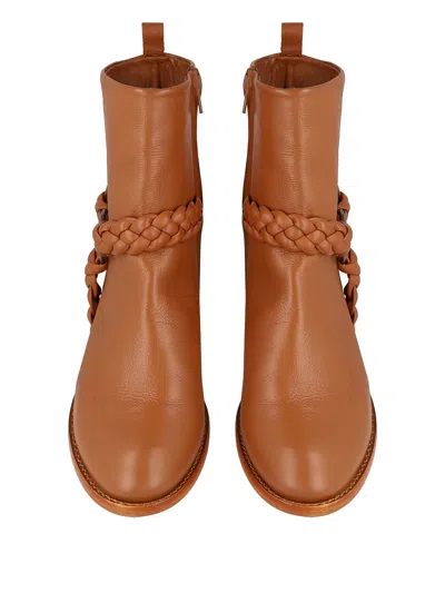 Blue Bird Shoes Braided-detail Ankle Boots In Brown
