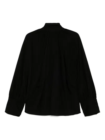 Goen J Tie-detailed Gathered Blouse In Black