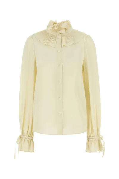 Valentino Garavani Cream Crepe Shirt In Yellow