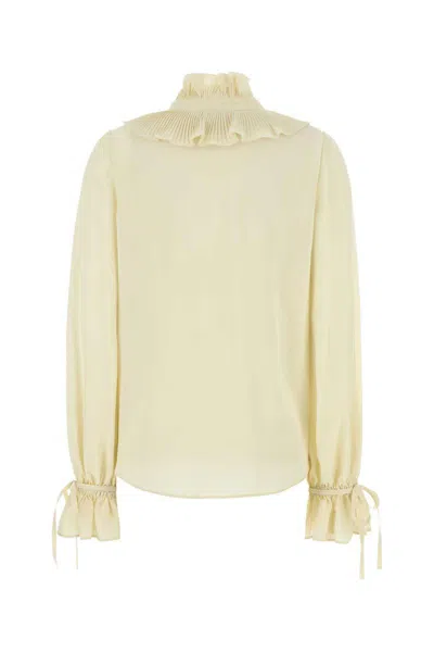 Valentino Garavani Cream Crepe Shirt In Yellow