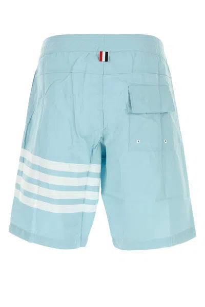 Thom Browne Light Blue Nylon Blend Swimming Shorts In Blue