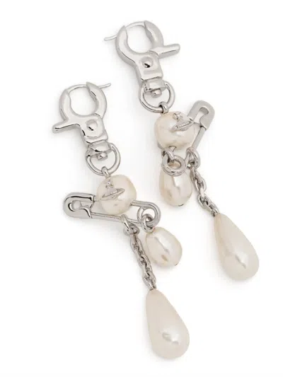 Vivienne Westwood Claude Long Earrings Silver Swarovski Pearls Women In Silver