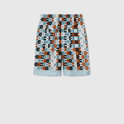 Gucci Graphic-print Bermuda Shorts In Blue