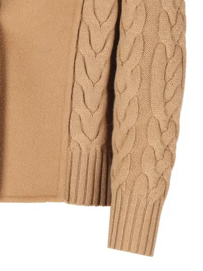 Max Mara Double-breasted Jacket With Textured Knit In Neutral