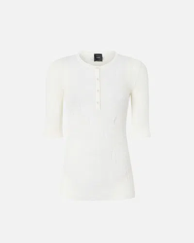 Pinko Lightweight Ribbed Seraph Sweater With Rips In Snow White