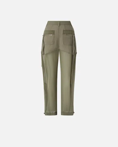 Pinko P-pants With Zip And Transparent Inserts In Verde Lichene