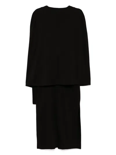 Goen J Ribbed Cape Dress In Black