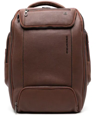 Piquadro Personalizable Laptop 15,6" Backpack In Brown