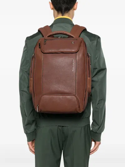 Piquadro Personalizable Laptop 15,6" Backpack In Brown
