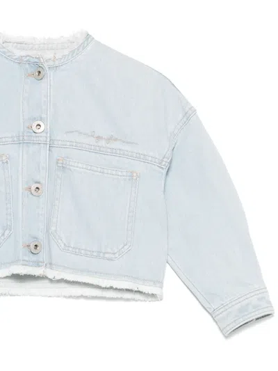 Il Gufo Logo-embroidered Denim Jacket In Blue